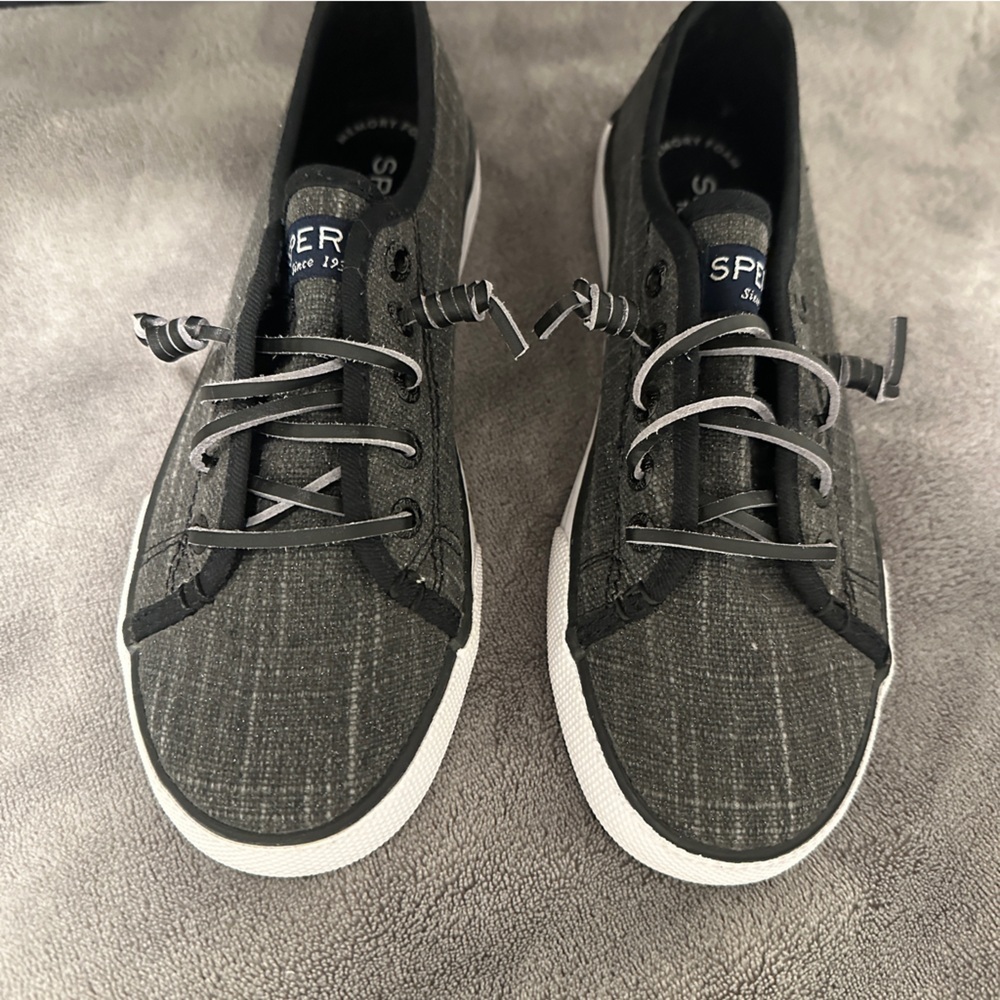 Sperry Grey Top Sider Shoes With Memory Foam Size 1.5M US Kids EU 35 - Picture 2 of 8